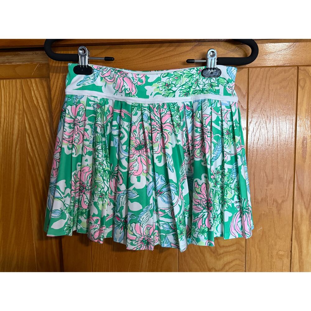 Lilly Pulitzer Luxletic Bacio Skort Spearmint Blossom Views XS - Picture 10 of 11